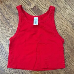 Nikibiki Red Ribbed Crop Tank
